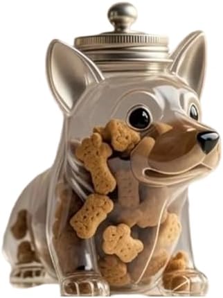 Pawfect Storage Chihuahua Shaped Glass Jar, Airtight Pet Treat and Candy Food Container, Creative Dog Theme Snack Holder for Kitchen Countertop Decor (B)