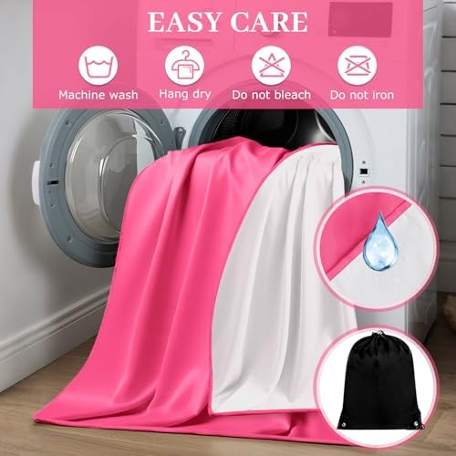 Tisancy Waterproof Bed Blanket Queen Size 78'' x 82'' Pink Polyester, TPU Waterproof Film Mattress Protector Mat with Storage Bag for Bed Cover
