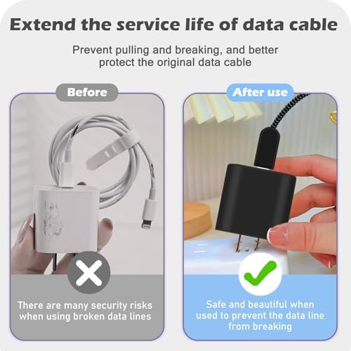 CameCosy Frosted Charger Cable Protector for iPhone 18W/20W Charger - Black
