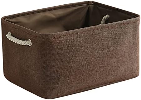 Fabric Storage Basket for Home, Shelf, Closet - Canvas Bin for Dog Toys and Baby Items (Brown, 1 Pack, 13.8L9.8W6.7H)