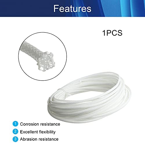 Jutagoss PET Expandable Braided Cable Sleeve, 32.8ft - 1/8 inch White Cable Management Sleeve, Wire Loom Tube Cord Protector for USB Cable, Power Cord, Audio Video and More, 1Pc