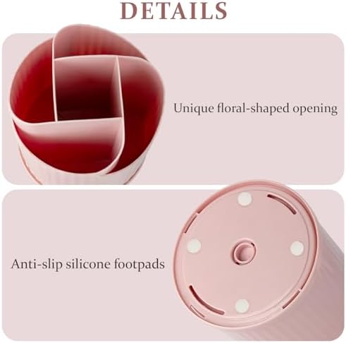 Anyoifax 360 Rotating Makeup Brush Holder Make Up Brushes Organizer, Pink