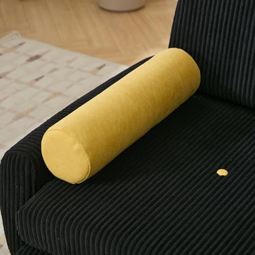 52" Corduroy Love seat Sofa Day Bed Recliner with Storage Pocket USB Charger Minimalist Design 2-Seat Sofa Set with Velvet Fabric for Living Room Office Apartment Black