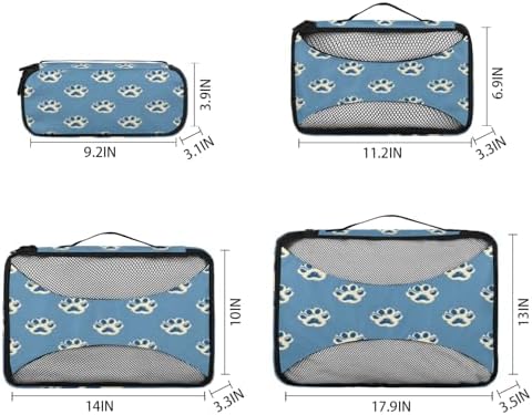 Paw 4 Set Packing Cubes Luggage Organizer Bags for Travel Accessories and Essentials, Dog Paw