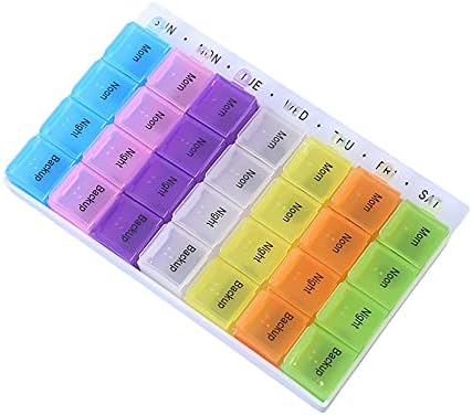 Psivika 2 Pack Weekly Pill case Colorful Pill Organizer Medicine Storage 28 compartments 7 Day Pill Box Case with Morn/Noon/Night/Backup Reminder