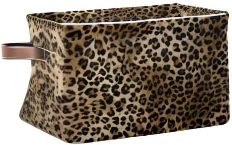 Leopard Print Vintage Storage Basket Collapsible Storage Cube Basket Bins