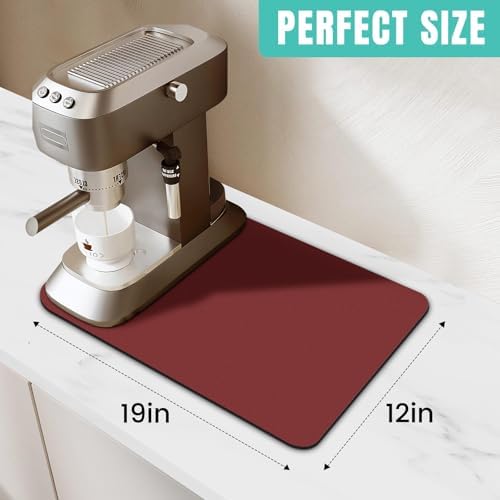 Coffee Mat Super Absorbent Dish Drying Mat Coffee Bar Mat 12"x 19", Red