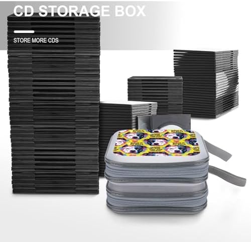 Hard Shell DVD CD Organizer Pit Bull, 40-Disc Storage Binder with Zipper Closure, Portable Protective Case for Travel Home