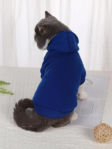 QWINEE Basic Dog Hoodie Sweatshirt Puppy Sweater Warm Cat Costumes Pet Clothes for Chihuahua Puppy Kitten Small Medium Dogs Royal Blue X-Large