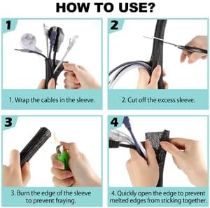 AGPTEK Cable Sleeve, 10ft - 1.5 inch Cable Management Cord Hider, Black | Desk Cord Cover Organizer Wire Hider for Office Computer TV Wire Loom Tubing Pet-Proof Cord Protector from Cat Dog Chewing
