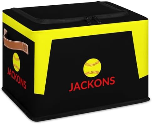 Custom Storage Basket with Zipper Lid, Tennis Ball Foldable Fabric Storage Boxes Decorative Closet Shelves Clothes Organizer Container Cubes with Handle 1PCS