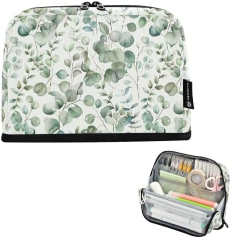 Watercolor Eucalyptus Greenery Pencil Case for Kids Girls Boys | Large Pencil Pouch Pen Bag Holder with Big Capacity