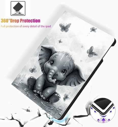 for Microsoft Surface Pro X/Pro X Plus-13 2019/2020/2021/2024 Tablet Case,Auto Wake/Sleep,Adjustable Stand Protective Cover - Cute Elephant
