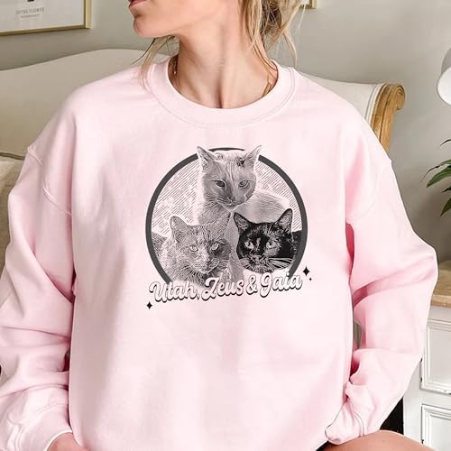 Chillever Personalized Dog Potrait Hoodie, Custom Photo Dog Mom Shirt, Sweatshirt, Gift for Dogs Cat Lovers