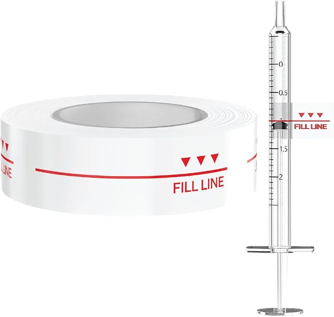 Fill Line Syringe Label - Large Size | Dispensed Medication Veterinary Pharmacy and Clinical Labels | Roll of 500 | Clinical-Grade Color-Coded Stickers for Medication Bottles and Hospital Use