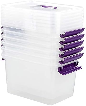 Farmoon 6 Quart Small Lidded Storage Bin, 6 Packs Latching Box Cotainer