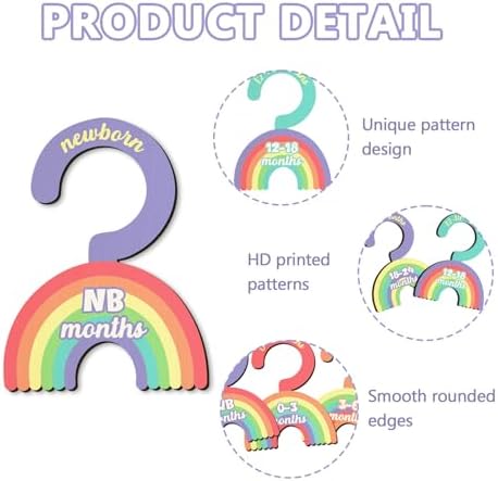 Baby Clothes Dividers for Closet - Set of 8 Wooden Baby Size Closet Dividers Newborn to 24 Months, Newborn Organizer for Boys Girls - Rainbow Baby Nursery Decor Kit Newborns Gift Baby Shower