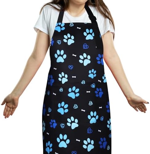 Dog Grooming Water-repellent Apron with 2 Pockets, Animals Puppy Dogs Pets Kitchen Chef Aprons for Grooming Cooking