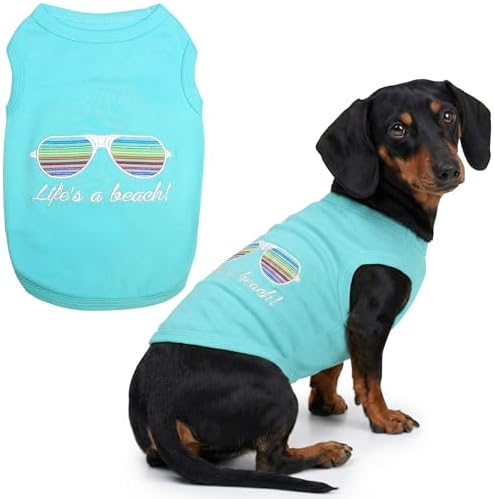 Parisian Pet Beach Dog Shirt – 100% Cotton Shirts for Large Dogs – Sleeveless Pet Vest – Lightweight and Breathable Dogs Apparel – Cute Summer Dog Clothes - Stretchy T Shirts for Pets