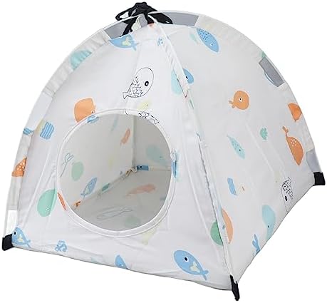 Puppy Cartoon Print Foldable Pet Tent for Cats, Easy Storage and Easy to Clean, Portable Pet Playpen for Indoor and Outdoor Use, 40 X 40 X 35cm, Suitable for Small Pets