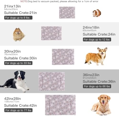BVAGSS Reversible Dog Crate Pad, Memory Foam Pet Bed Mat, Soft Warm Machine Washable Sleeping Kennel Mattress for Small Medium Dogs XH079 (21''x13''x1.6'',Grey Paw)