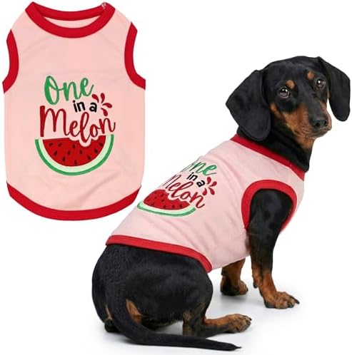 Parisian Pet Dog Shirt – 100% Cotton Shirts for Large Dogs – Pullover Sleeveless Puppy Vest – Breathable Cute Watermelon Pet Apparel – Pink Summer Dog Clothes - Stretchy T Shirts for Dogs
