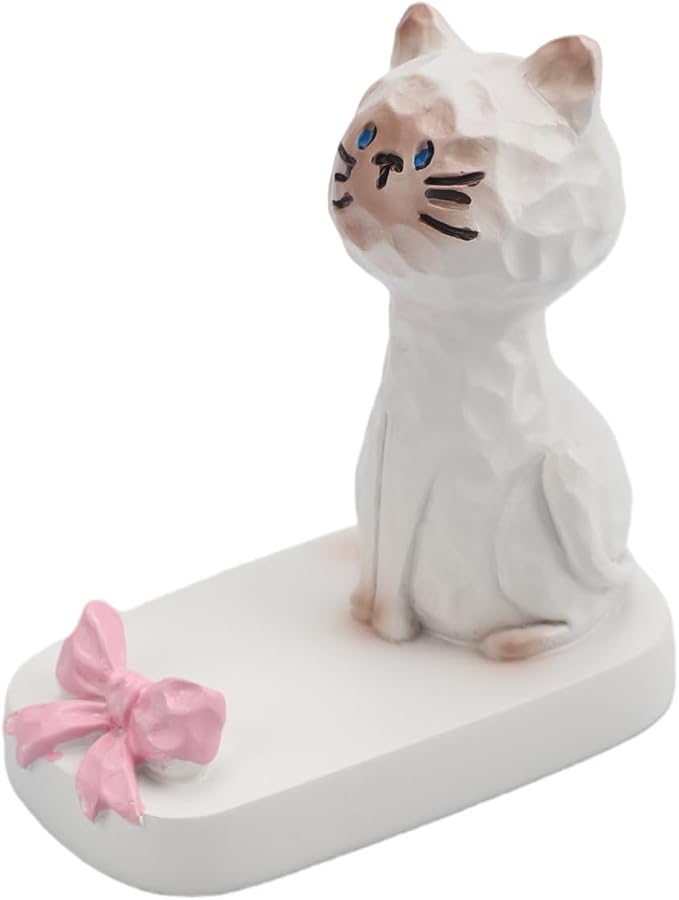 Cute Kitten Phone Stand Adorable Sitting Cat Phone Holder Cartoon Animal Mobile Holder Tablet Stand Cat Desk Ornament