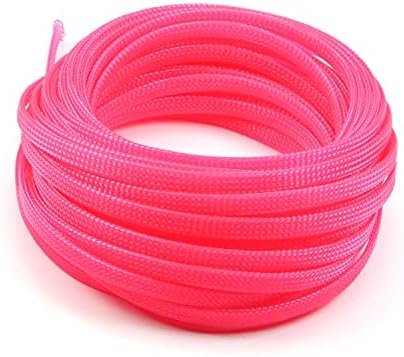 Bettomshin 1Pc 32.8Ft(10m) Cable Management Sleeve, 1/4"(6mm) Width PET Pink Cord Protector, Wire Loom Tube Insulated Split Sleeving for USB Cable Power Cord Organizer Video Cable Hider
