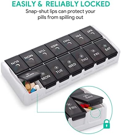 TookMag Weekly Pill Organizer 2 Times a Day, Easy Fill Medicine Pill Organizer AM PM Pill Case, Large Capacity 7 Day Pill Box for Pills/Vitamin/Fish Oil/Supplements (Patent Registered)