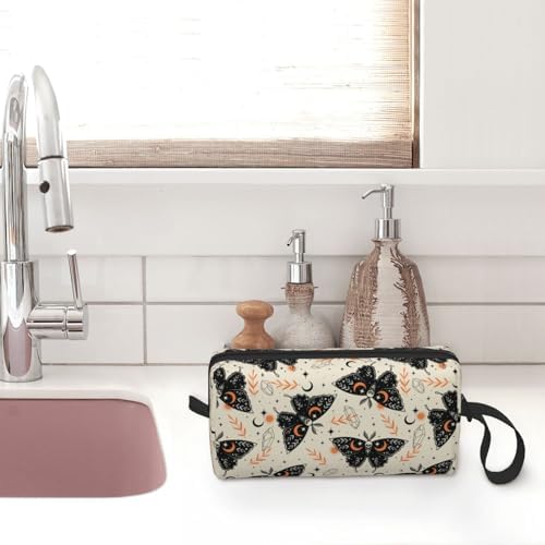 Gothic Witchy Butterfly Makeup Bag for Women | Small Travel Cosmetic Pouch with Zipper, Compact Makeup Organizer Bag for Purse, Toiletries, Skincare & Daily Essentials
