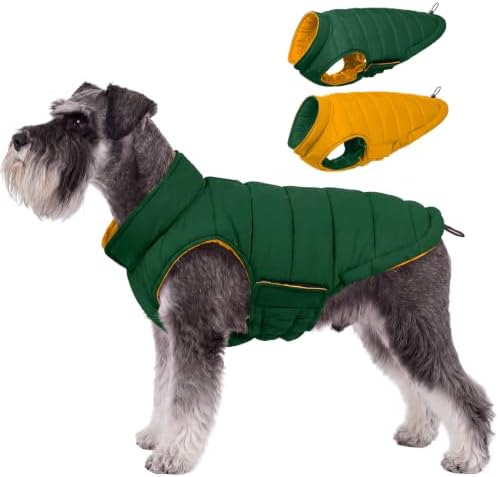 Lelepet Reversible Dog Coat Windproof Dog Jacket Lightweight Puffer Vest