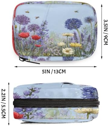 Travel Pill Organizer Bee Wildflowers Country Pattern Pill Case