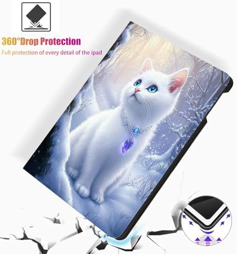 for Microsoft Surface Pro X/Pro X Plus-13 2019/2020/2021/2024 Tablet Case,Auto Wake/Sleep,Adjustable Stand Protective Cover - White Cat
