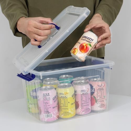 Farmoon 12 Quart Plastic Lidded Storage Bin, 6 Pack Latching Organizer Box