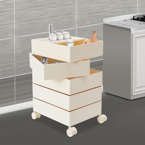 Storage Cabinet 360° Rotating Sofa Side Cabinet (White)