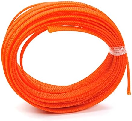 Bettomshin 1Pc 16.4Ft(5m) Cable Management Sleeve, 3/8"(10mm) Width PET Orange Cord Protector, Wire Loom Tube Insulated Split Sleeving for USB Cable Power Cord Organizer Video Cable Hider