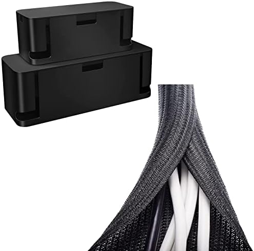 ZhiYo 6.6ft - 1/2 inch Cable Sleeve & Cable Management Box Black Bundle