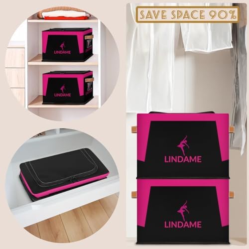 Custom Storage Basket with Zipper Lid, Ballet Foldable Fabric Storage Boxes Decorative Closet Shelves Clothes Organizer Container Cubes with Handle 1PCS