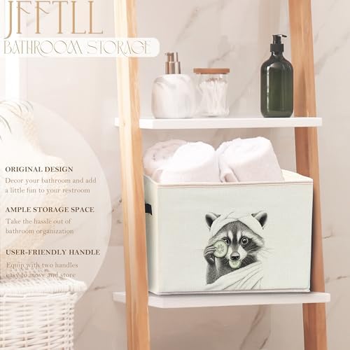 Funny Raccoon Bathroom Storage Bins Box, Raccoon Bathroom Decor, Raccoons Gifts Storage Basket Laundry Hamper with Handle for Bath Room Clothes Vanity Undersink Home Organization