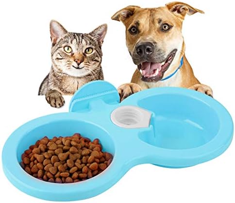 Zerodis Puppy Double Bowl, Bite-Resistant, Non-Toxic, Stainless Steel Dog Feeder, Hanging Design, Blue