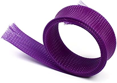 Jutagoss PET Expandable Braided Cable Sleeve, 3.28ft - 1 inch Purple Cable Management Sleeve, Wire Loom Tube Cord Protector for USB Cable, Power Cord, Audio Video and More, 1Pc