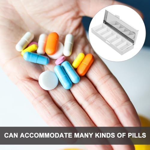 Healifty 2 Pcs Stainless Steel Pill Organizer Cases with 6-Compartment | Slim Metal Organizers with Divided Slots and Secure Latch for Pills, Vitamins, Jewelry, Craft Beads, Travel and Daily Storage