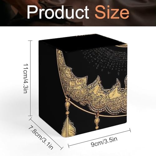 Women's Makeup Brush Cup Desktop Stationery Organizer Mandala Boho Crescent Moon Sun Dreamcatcher Leather Pen Holder