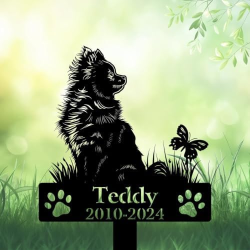 Custom Pomeranian Memorial Stake, Dog Grave Marker, Flowerbed Decor | Dog Memorial Gifts for Loss of Dog, Headstones for Graves, Memorial Plaques for Outdoors, Garden Decor, Sympathy Gift