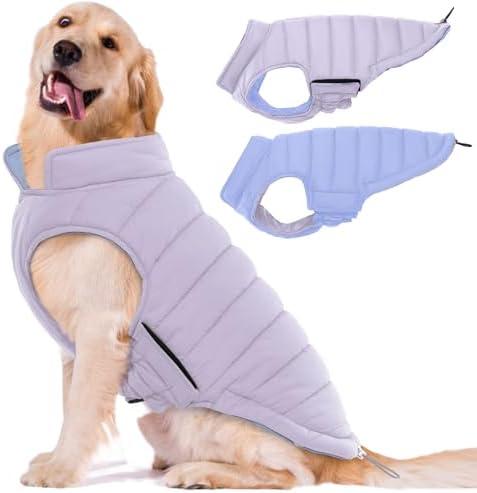 Lelepet Reversible Dog Coat Windproof Dog Puffer Jacket Lightweight Vest