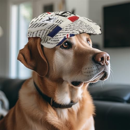 leconpet Leconpet Baseball Caps Hats with Neck Strap Adjustable Comfortable Ear Holes for Small Medium and Large Dogs in Outdoor Sun Protection (XL, Flag)