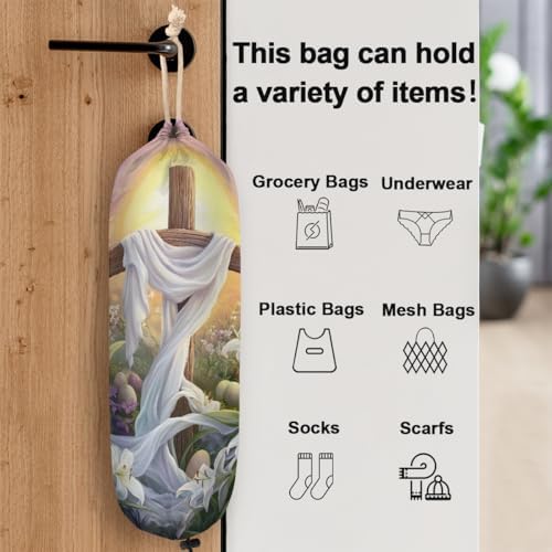 Pardick Plastic Bag Holder, Easter Egg Cross Grocery Bag Holder for Shopping Bags, Wall Mount Plastic Bag Storage Organizer Dispenser, Storage Holder for Home Kitchen Camper,A-2