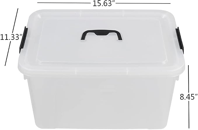 4-Pack 18 L Plastic Storage Box, Clear Latch Storage Bin with Lid | Clear Sturdy Plastic, Secure Side Latch Clips, Dustproof Sealed Lid