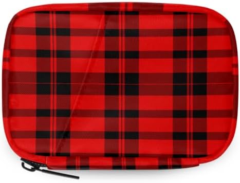 Travel Pill Organizer Red and Black Checkered Patterns Pill Case