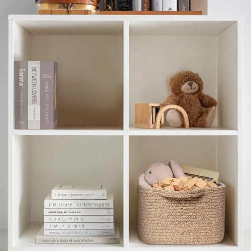 Cute Brown Gift Basket, Woven Baskets for Gifts Empty, Cotton Rope Storage Bin for Organizing, Decorative Dog Toy Box, Baby Nursery Organizer, Wicker Easter Basket with Handle, Room Decor